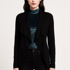 100% Cashmere Waterfall Cardigan Black XS – Goth Grunge Witchy Vampy Minimalist